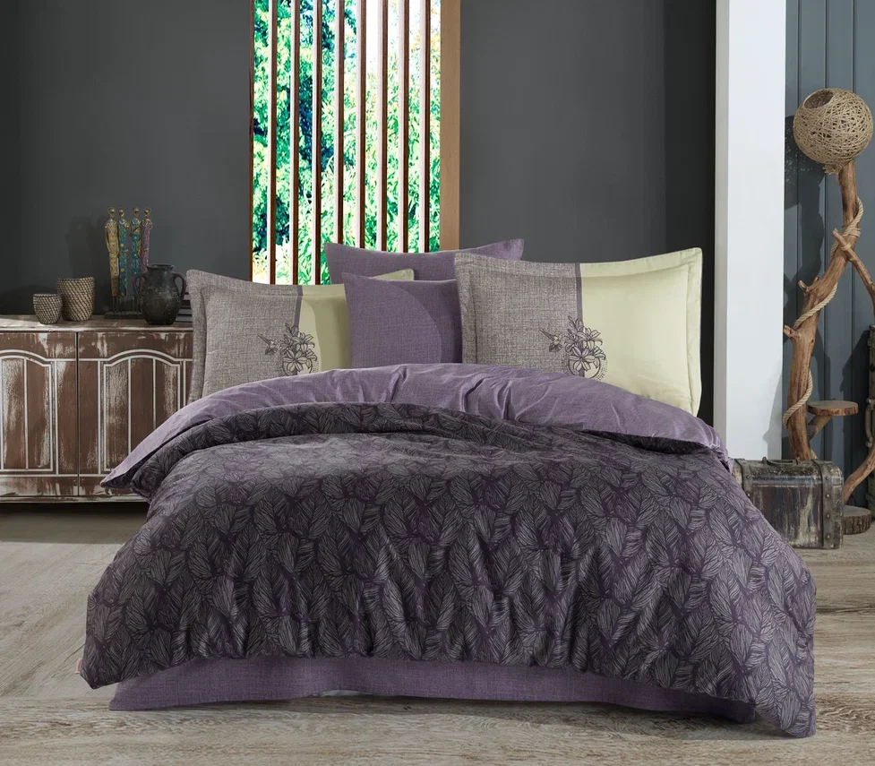 Çift Kişilik Saten Nev Lotus Mor