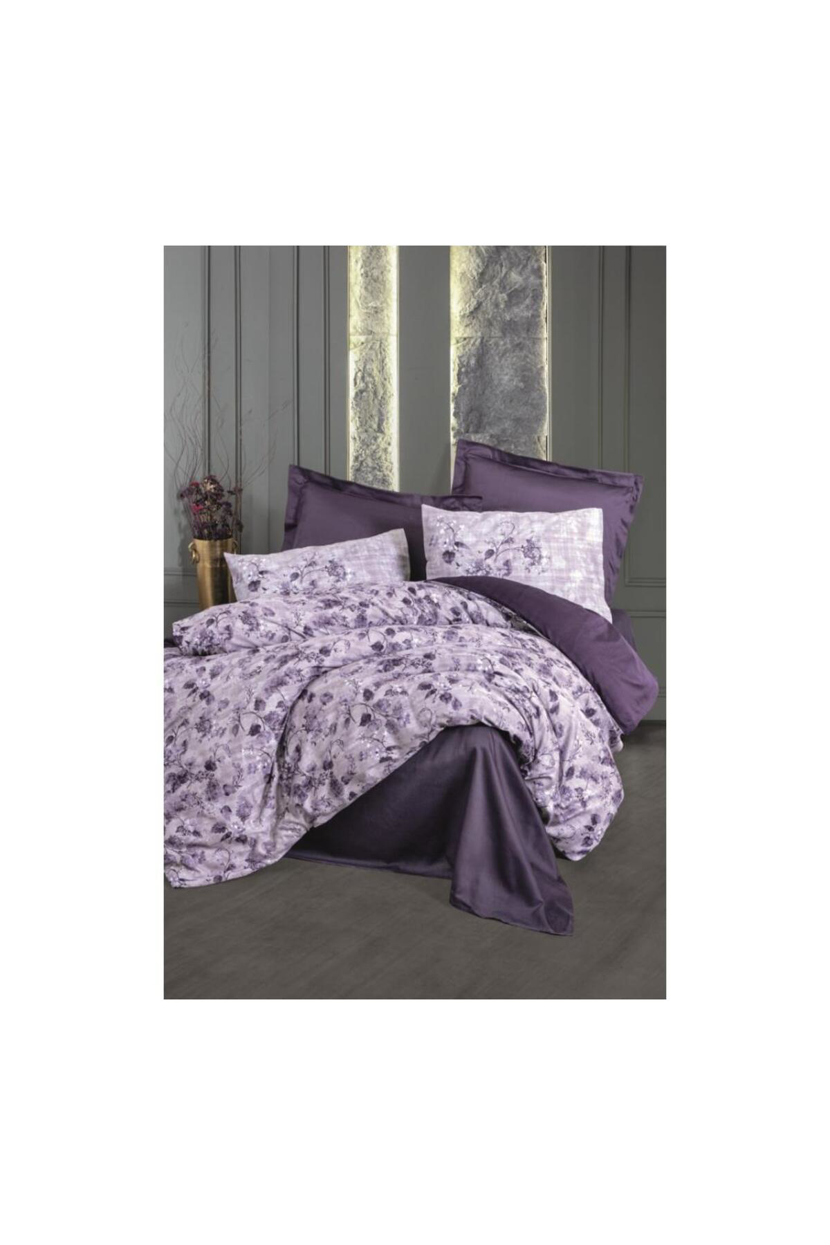 Angoravi Çift Kişilik Saten Nev Takımı Willow Mor