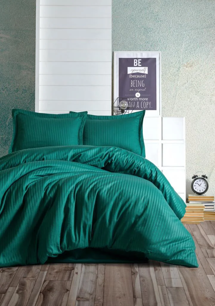 Çift Kişilik Saten Nev Takımı Elegante Stripe Petrol Fiyatı, Yorumları ve Özellikleri