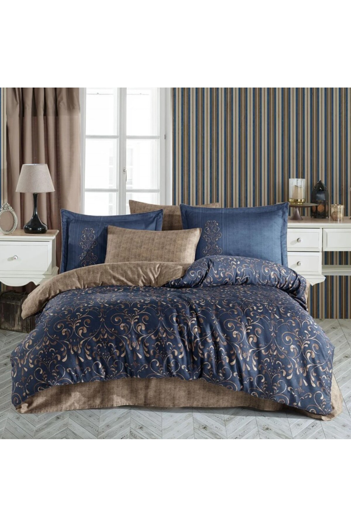 Angoravi Çift Kişilik Saten Nev Gris Gold