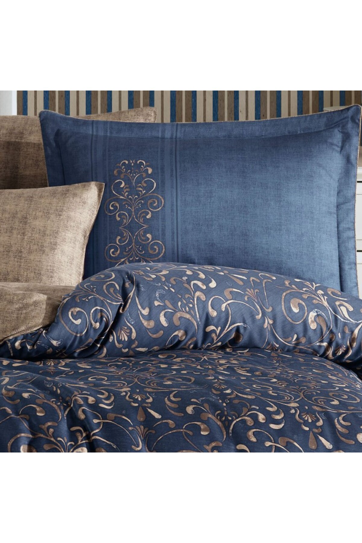 Angoravi Çift Kişilik Saten Nev Gris Gold