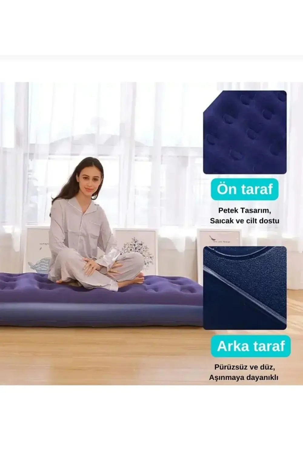 Çift Kişilik Şişme Yatak Elektronik Otomatik Pompa Çakmaklık Giri