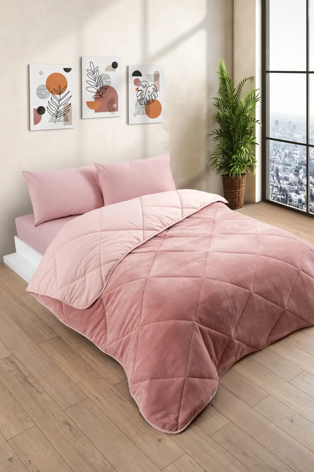 Çift Kişilik Wellsoft Yorgan Uyku Seti - Lastikli Çarşaflı 2 Yast