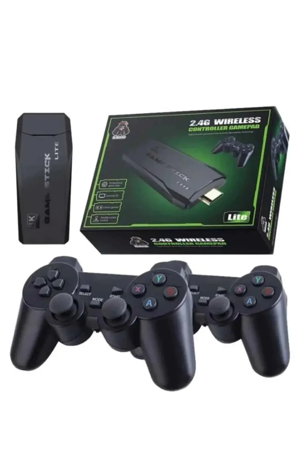 Çift Kollu 2.4g kablosuz Retro 4k Game stick 3500 oyun atari HD G