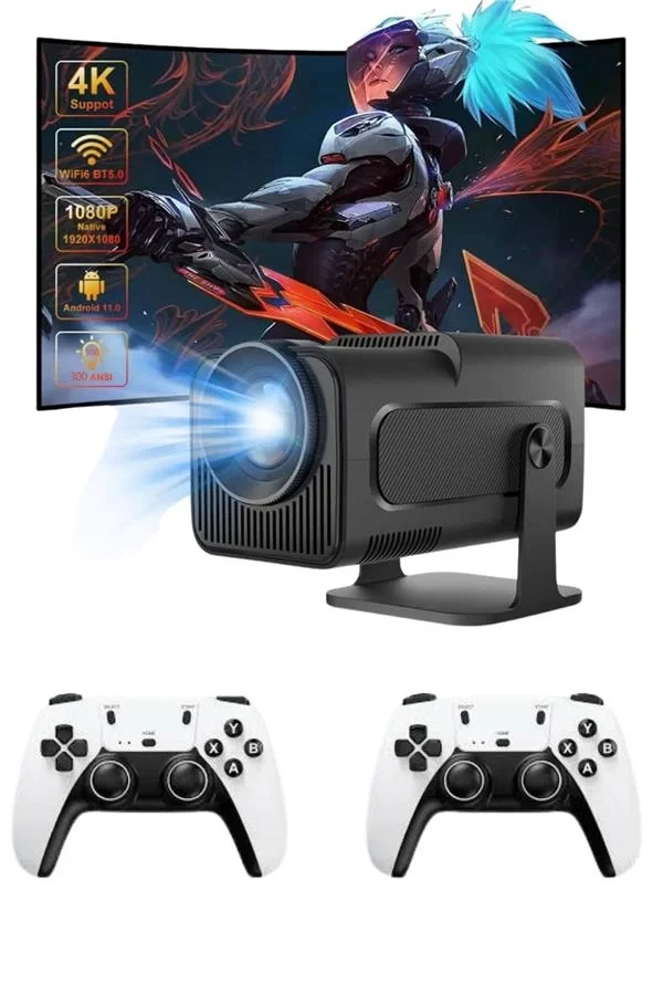 Çift Kollu Game Box Projeksiyon Cihazı Kumandalı Android Tv Dahil