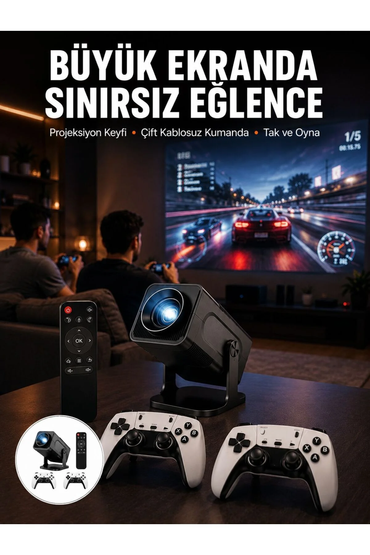 Çift Kollu Game Box Projeksiyon Cihazı Kumandalı Android Tv Dahili Hoparlör Yeni Nesil Çift Kollu Game Box Projeksiyon Cihazı Kumandalı Android Tv Dahili Hoparlör Yeni Nesil