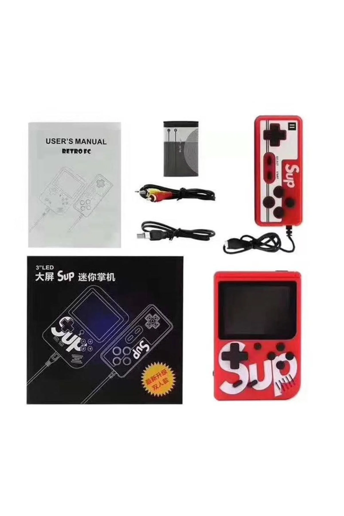 Çift kollu mini atari oyun konsolu kırmızı renk bluetooth özelliği yok - Elektronik