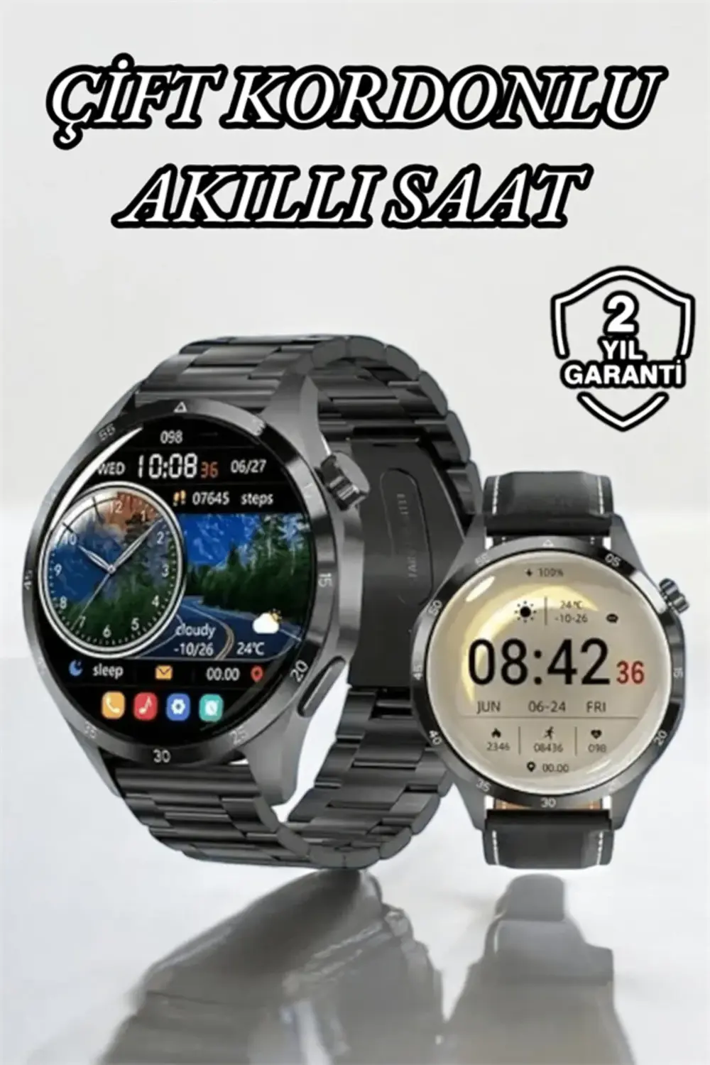 Çift Kordonlu Yüksek Çözünürlüklü Akıllı Saat Uyku İzleyici & Spo