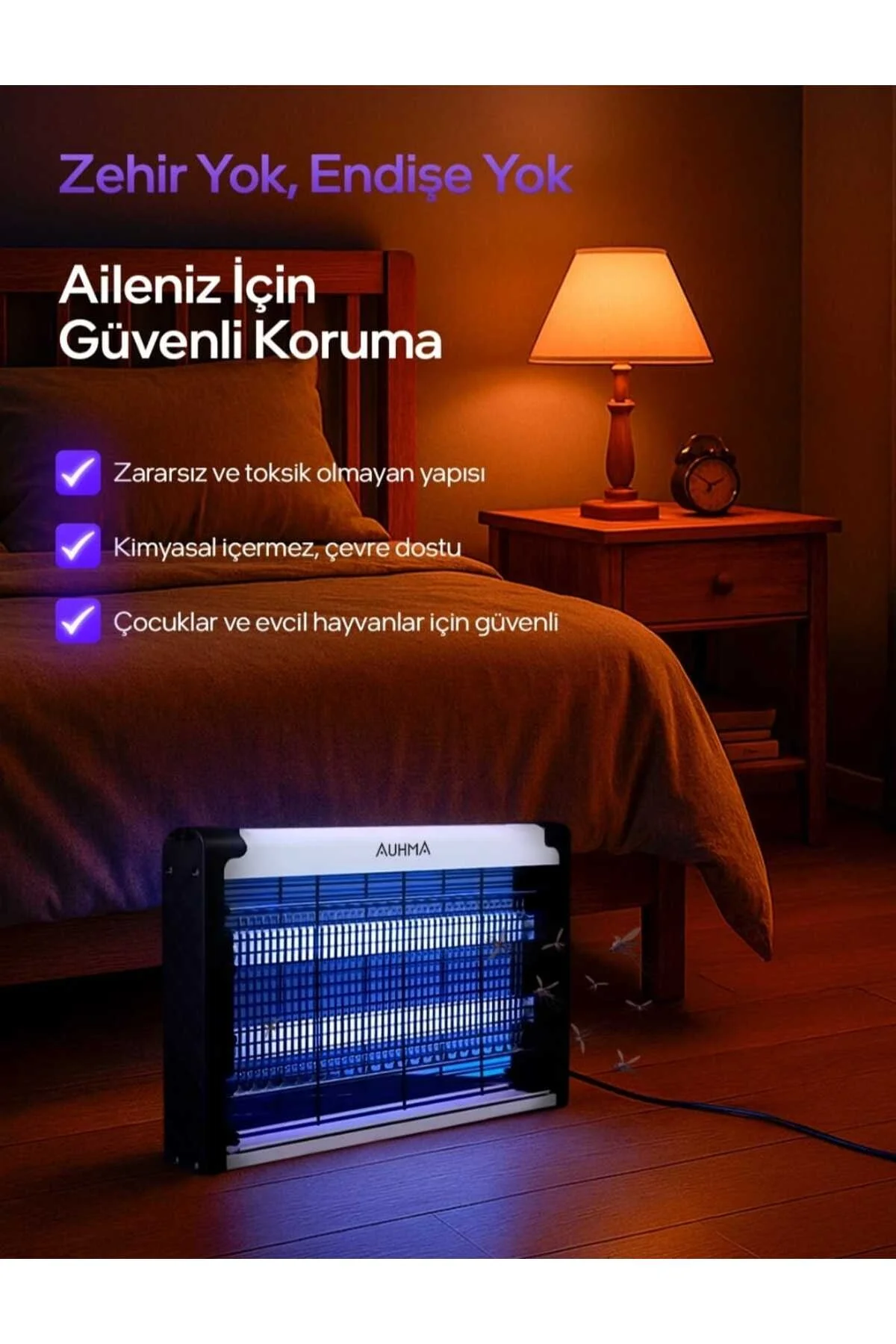 Çift lambalı ızgaralı makineli iç ve dış mekan uyumlu kokusuz sivrisinek öldürücü