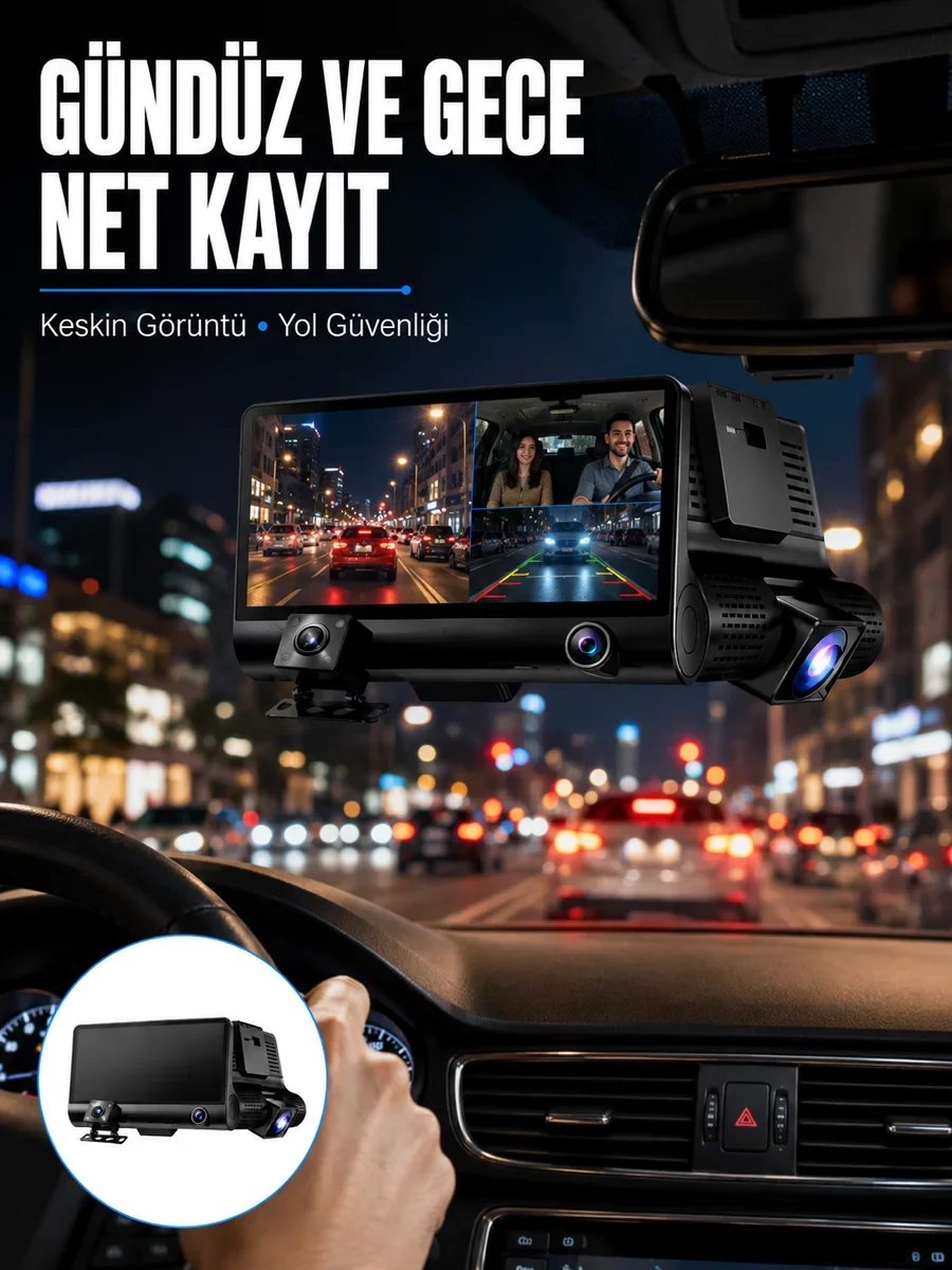 Çift Lens Araç Güvenlik Kamerası G Sensörlü Full HD Yeni Nesil – Ön & Arka Kamera DVR Sistemi