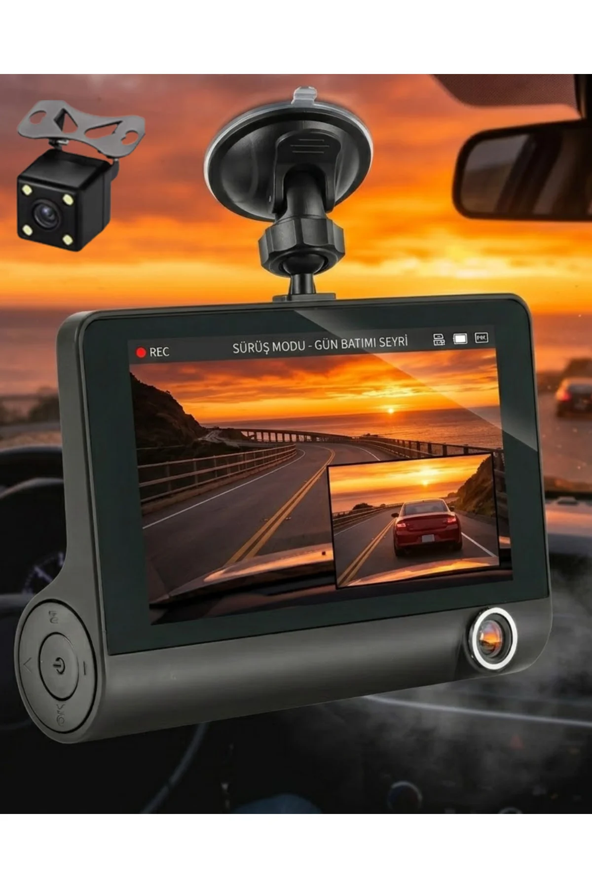 Çift Lens Araç Güvenlik Kamerası G Sensörlü Full HD