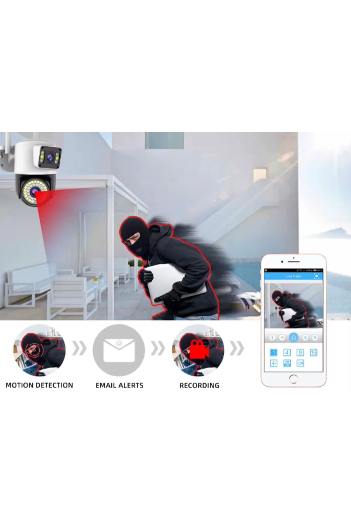 Çift Lensli Dış Mekan Wi-Fi Kamera