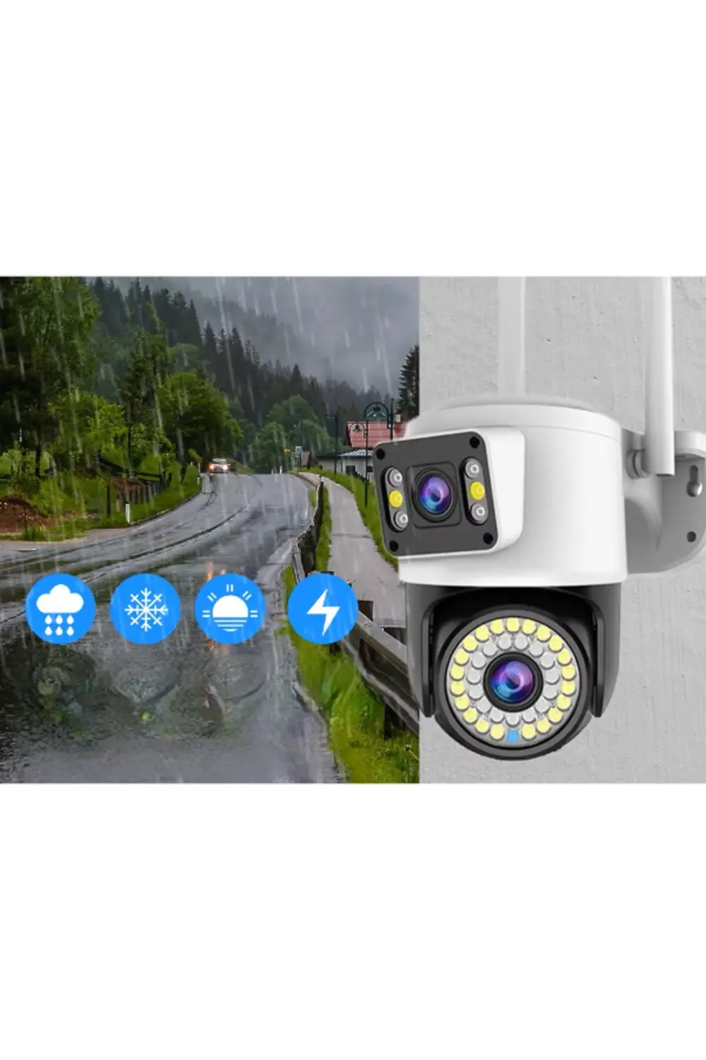 Çift Lensli Dış Mekan Wi-Fi Kamera