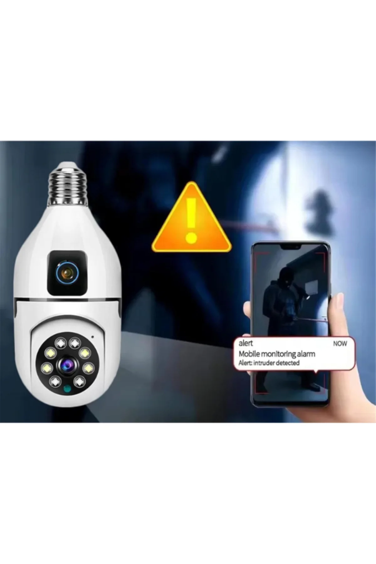 Çift Lensli Duy Girişli Kablosuz Ampul Kamera