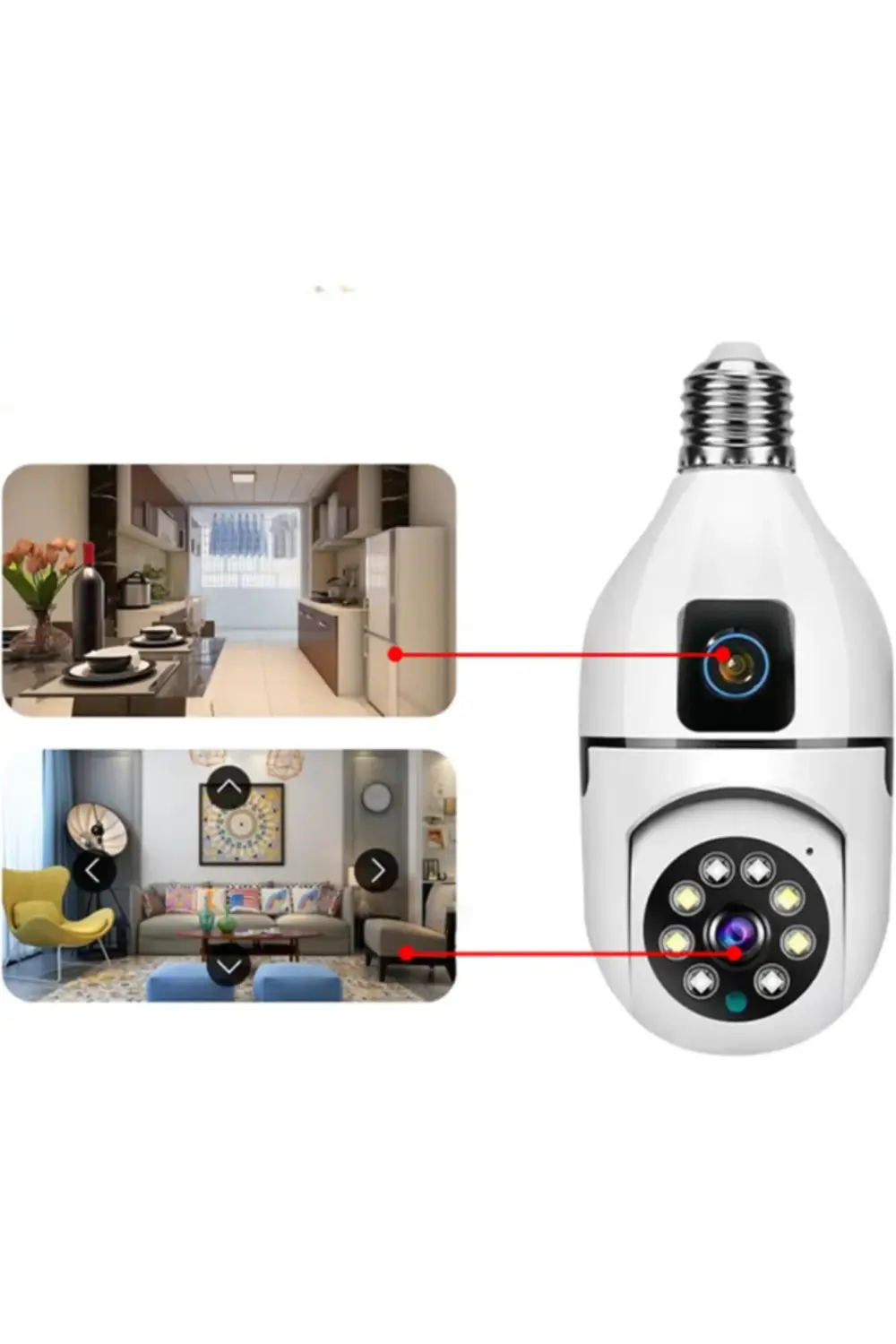 Çift Lensli Duy Girişli Kablosuz Ampul Kamera