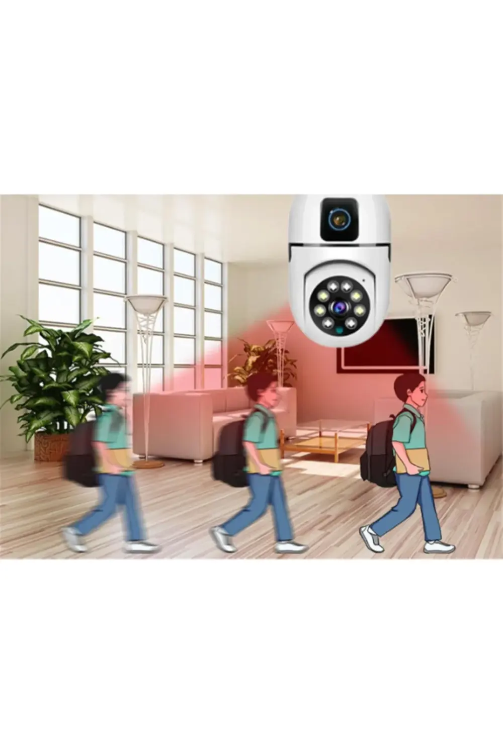 Çift Lensli Duy Girişli Kablosuz Ampul Kamera