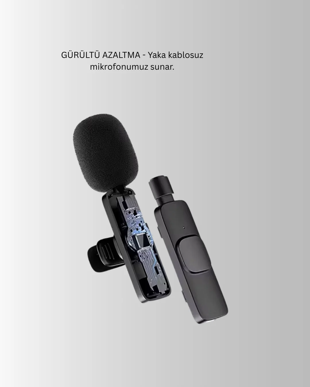 Çift Mikrofonlu Kablosuz Kayıt Seti iPhone Uyumlu Mini Mikrofon