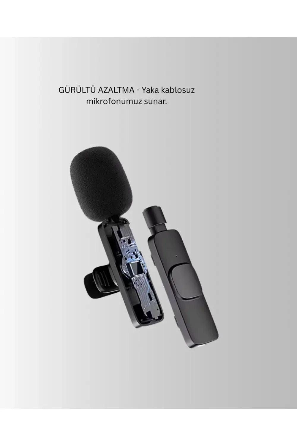 Çift Mikrofonlu Kablosuz Kayıt Seti iPhone Uyumlu Mini Mikrofon