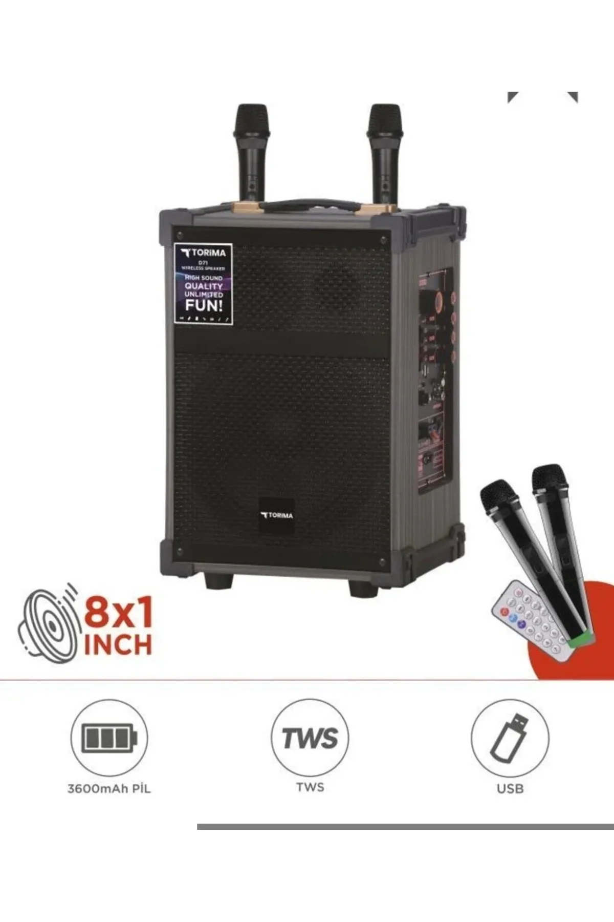 Çift mikrofonlu radyo bluetooth SD USB taşınabilir şarjlı siyah hoparlör 5 saat dinleme