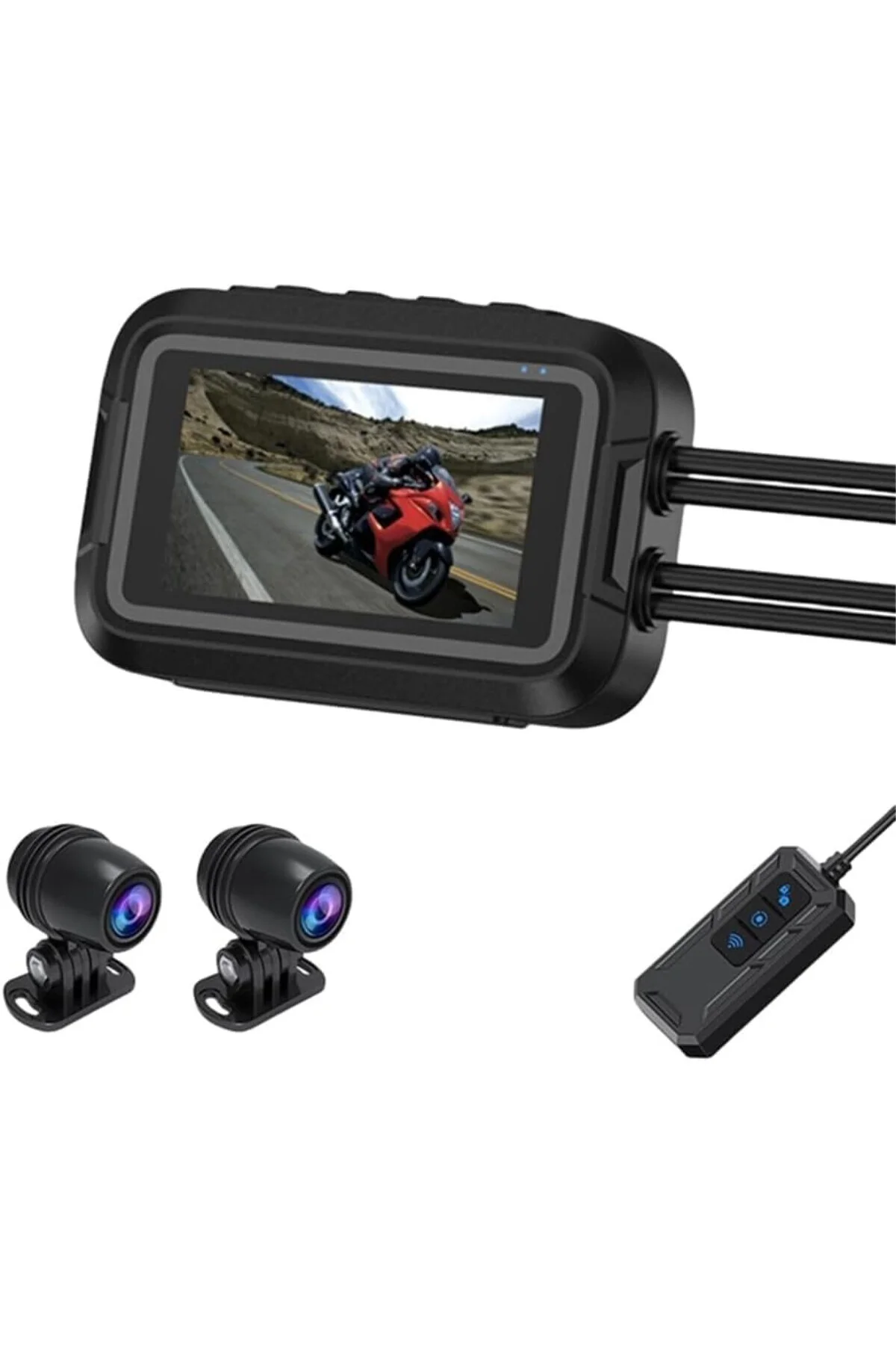 Çift Ön–Arka Motosiklet Kamerası – Full HD 1080P, 150° Geniş Açı Lens, 3.0” I