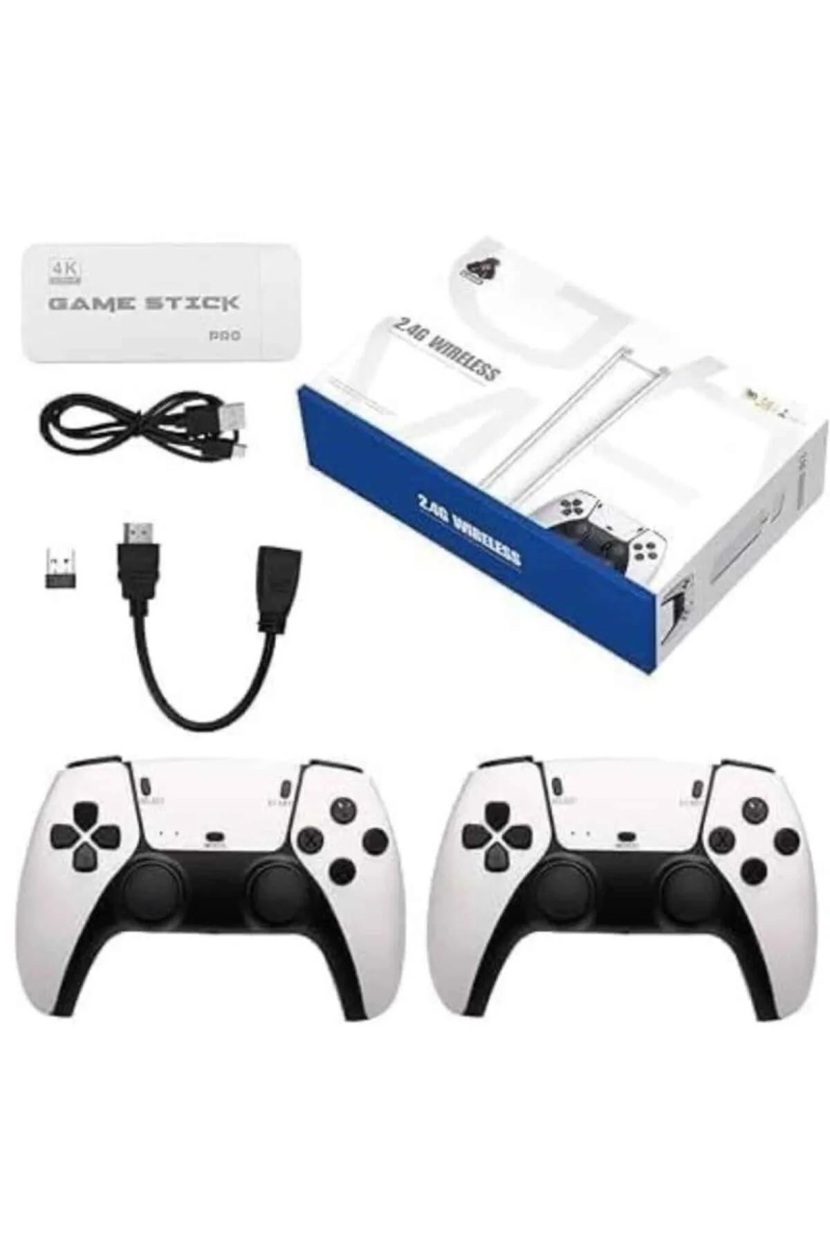 Çift Oyun Kollu 4k Hd Ekran Nostaljik 20.000 Oyunlu Beyaz Game Stick