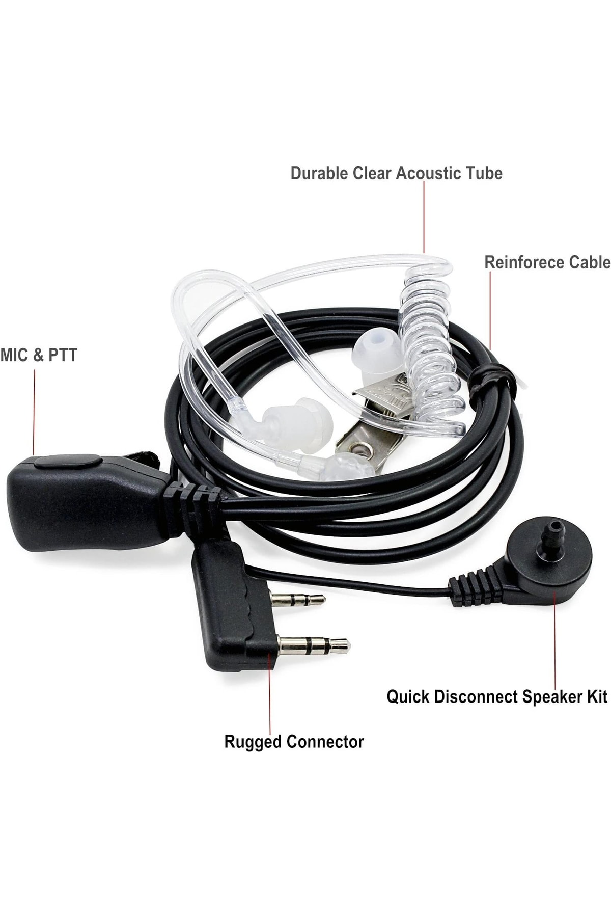 Çift Pinli Hyt Motorola Hytera El Telsizi Için Şeffaf Akustik Hel