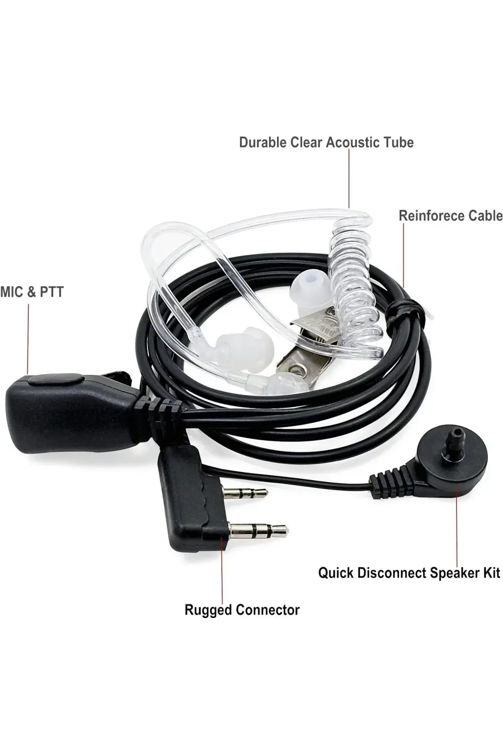 Çift Pinli Motorola Hyt Hytera El Telsizi Için Şeffaf Akustik Tel