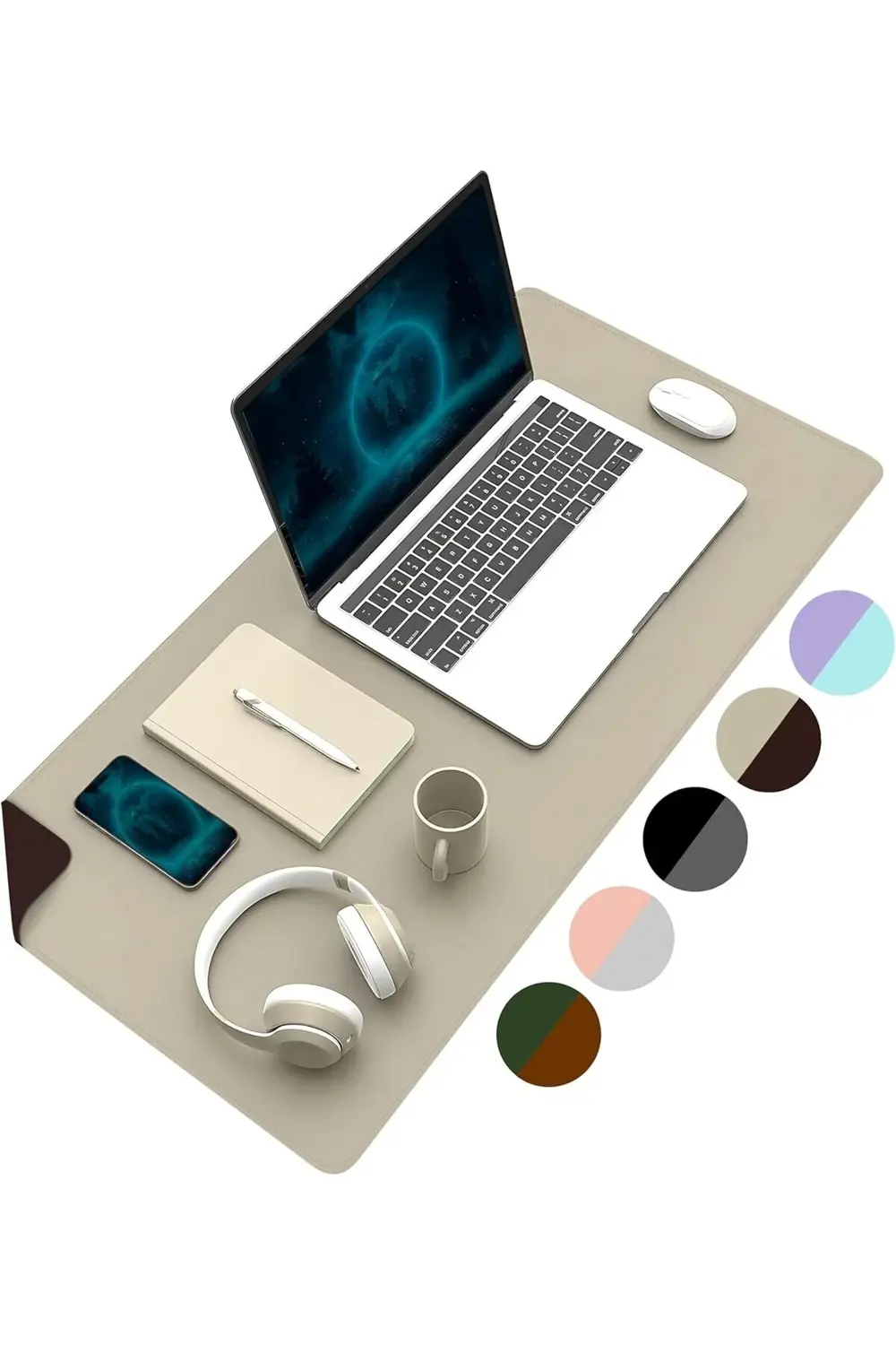 Çift Renk Dikişli PU Deri Masa Matı 80x40 Cm Mousepad, Su Geçirme