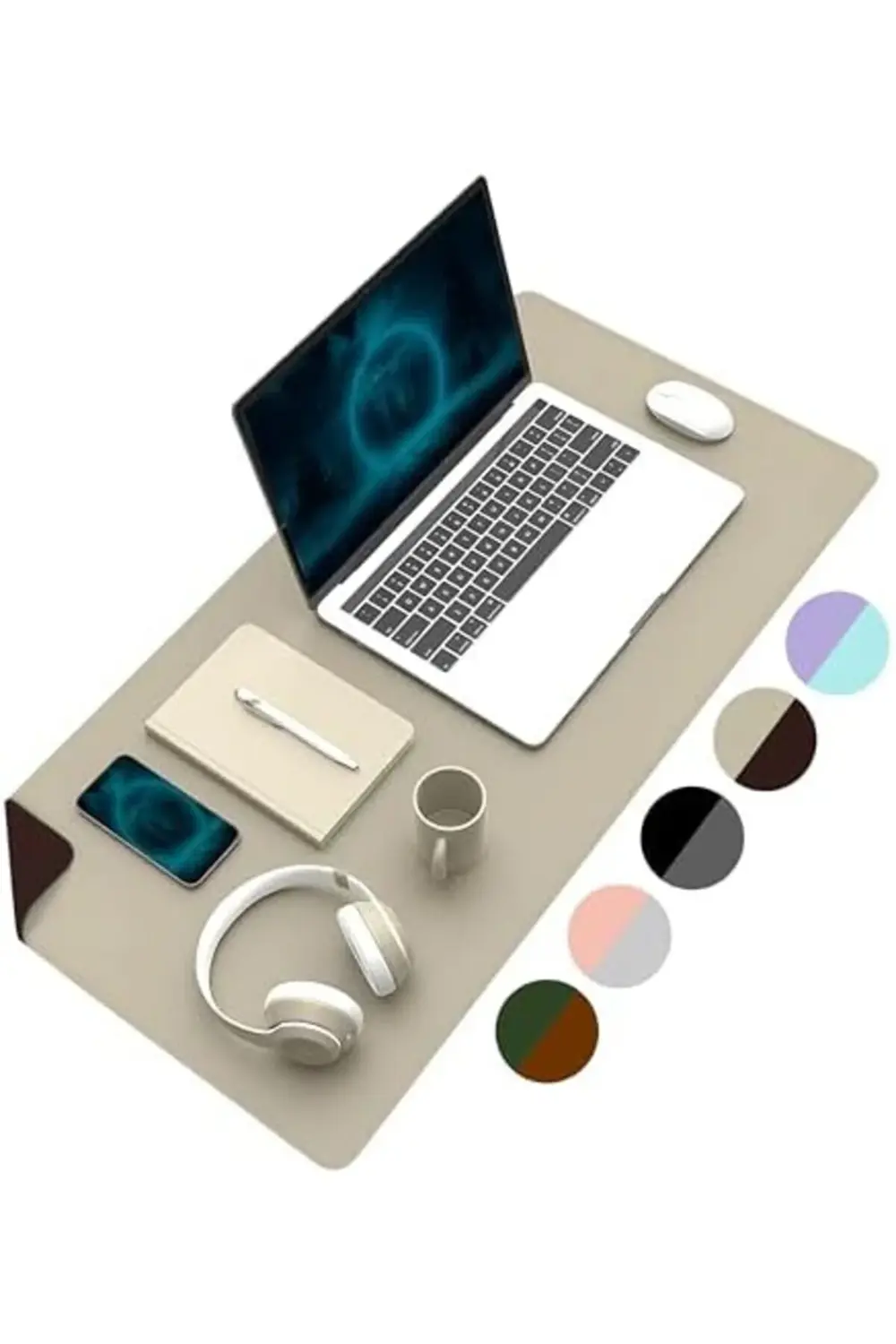 Çift Renk Dikişli PU Deri Masa Matı 80x40 Cm Mousepad, Su Geçirme