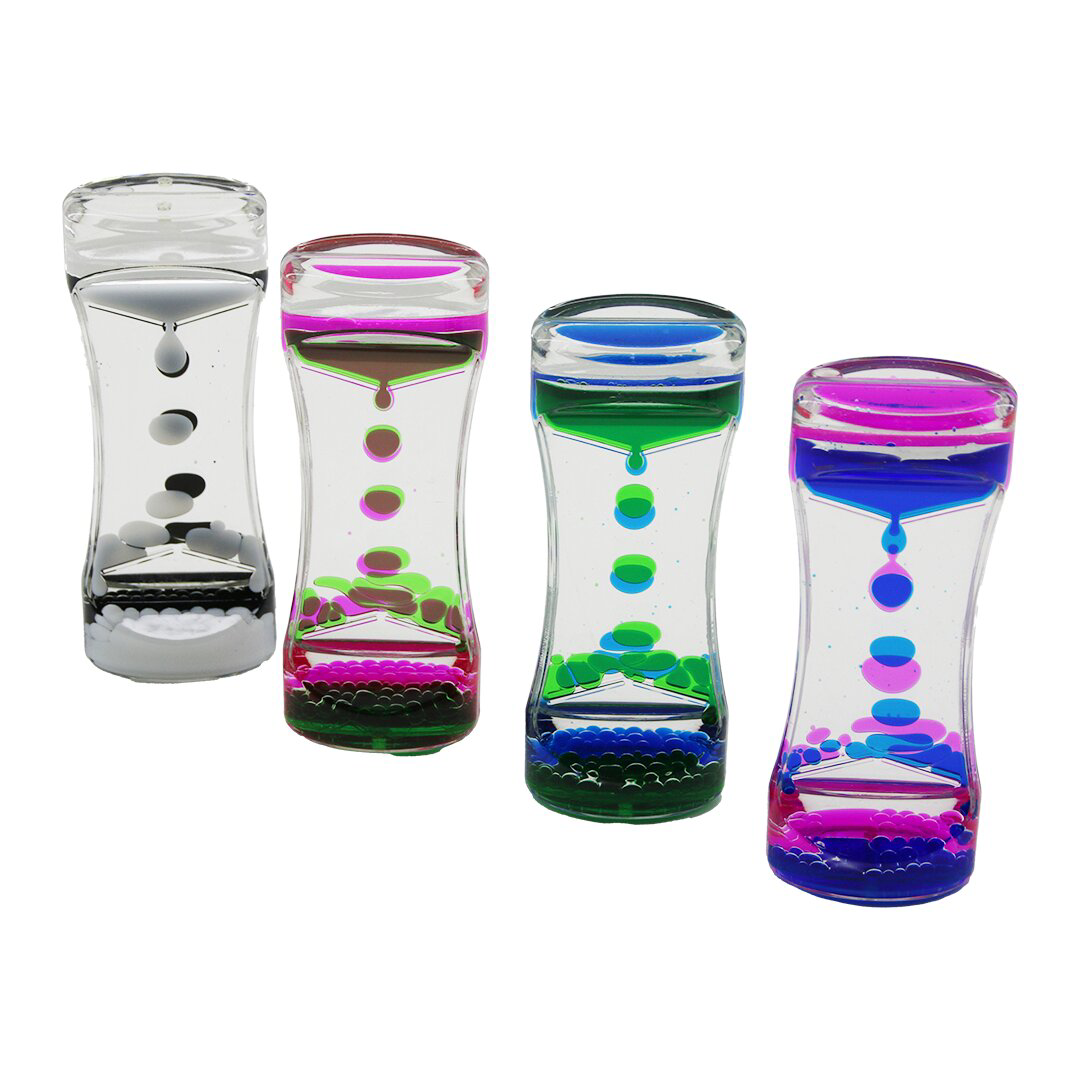 ÇİFT RENK SU ÇİFT KATLI DAR ŞİŞE MODEL  SULU KUM SAATİ MİKA AKRİL