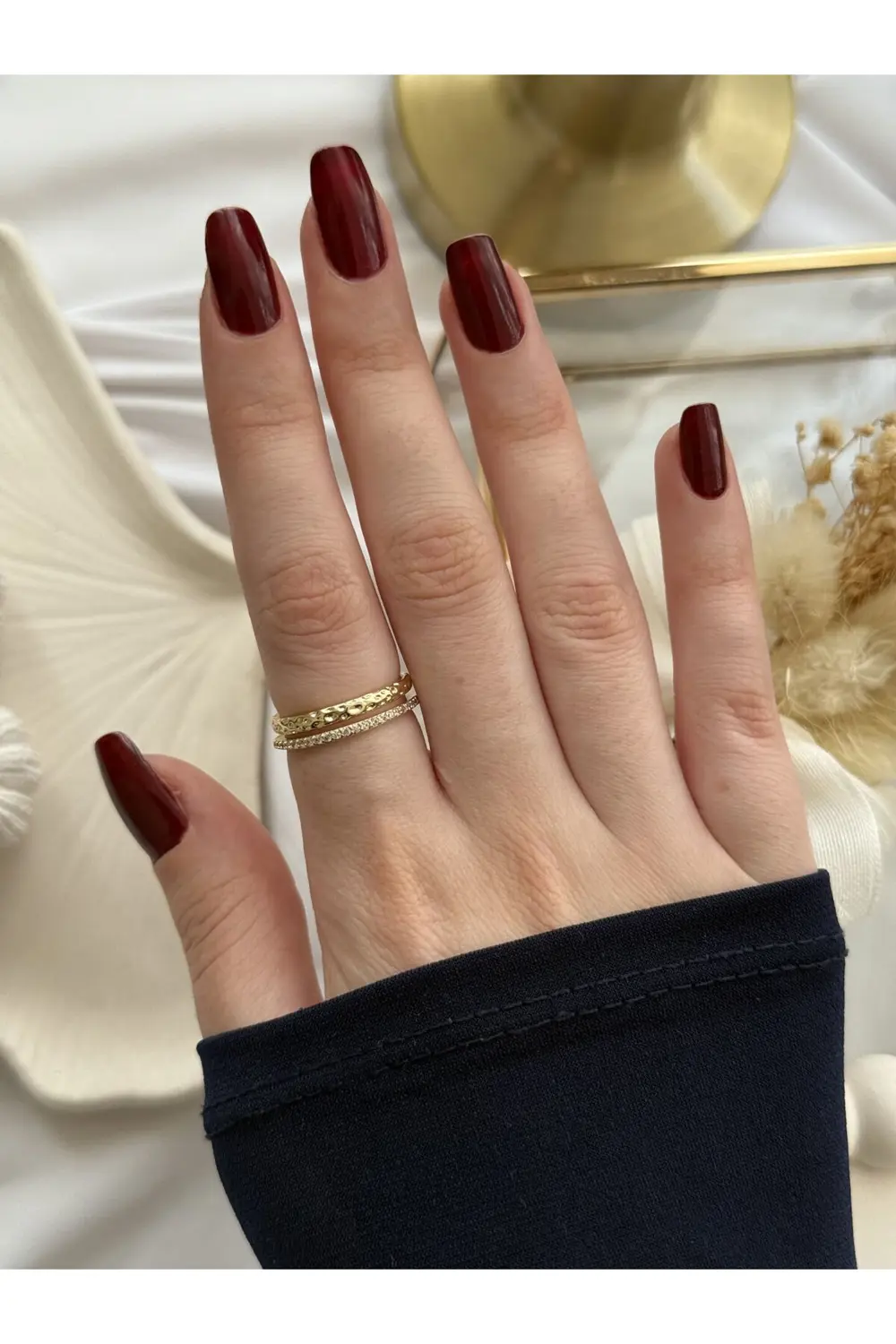 Atelier Emine Çift Sıra Gold Yüzük