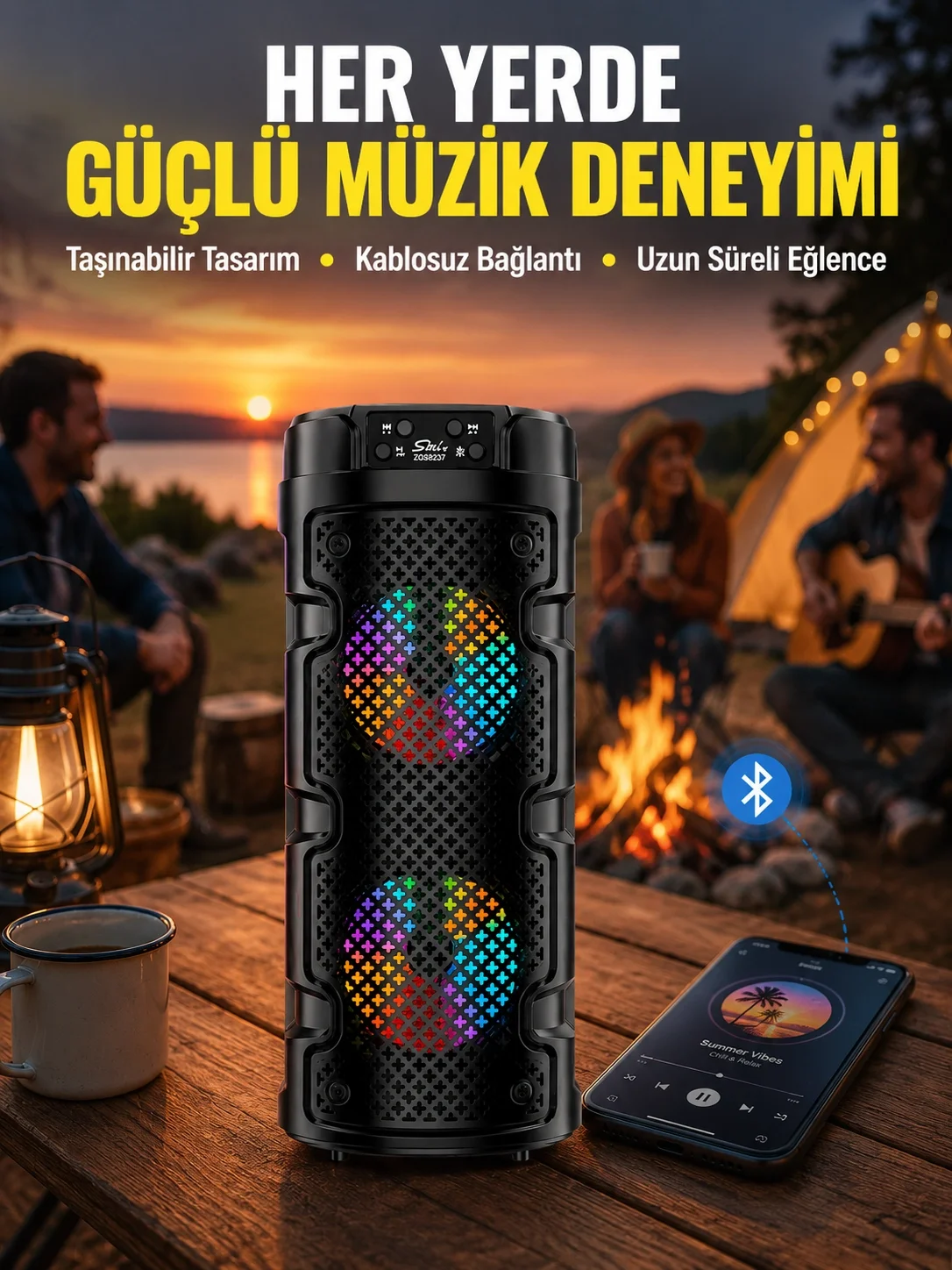 Çift Sürücülü Taşınabilir Kablosuz Hoparlör Yeni Nesil
