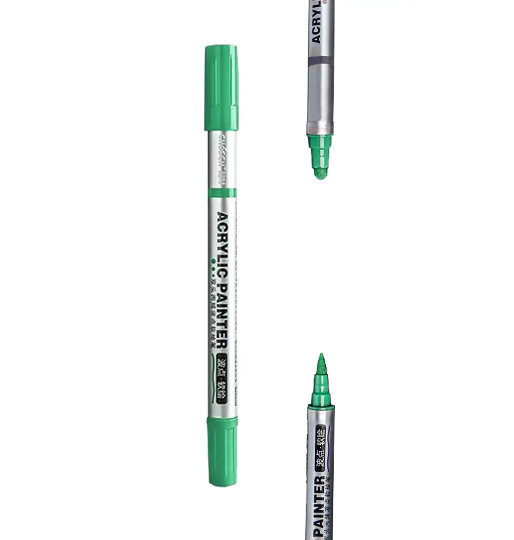 Çift Taraflı Akrilik Marker Kalemi - 1 Adet- Çam Yeşili