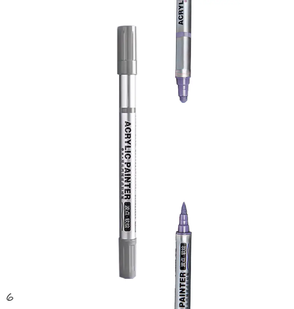 Çift Taraflı Akrilik Marker Kalemi - 1 Adet- Gri Çift Taraflı Akrilik Marker Kalemi - 1 Adet- Gri