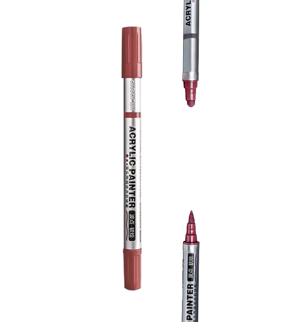 Çift Taraflı Akrilik Marker Kalemi - 1 Adet- Kahverengi