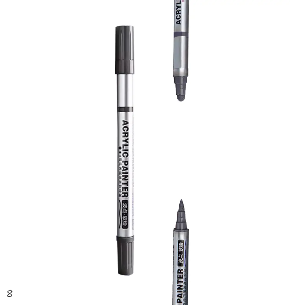 Çift Taraflı Akrilik Marker Kalemi - 1 Adet- Koyu Gri