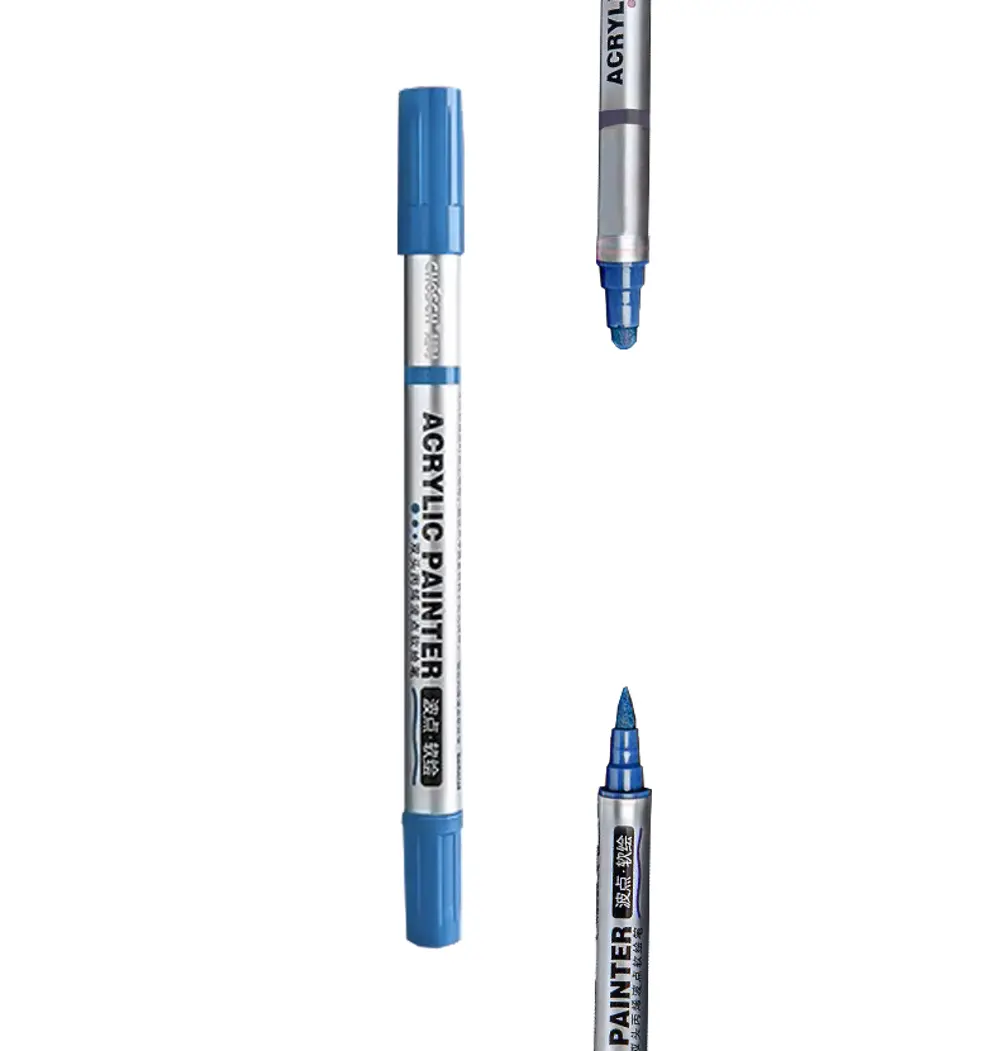 Çift Taraflı Akrilik Marker Kalemi - 1 Adet- Koyu Mavi