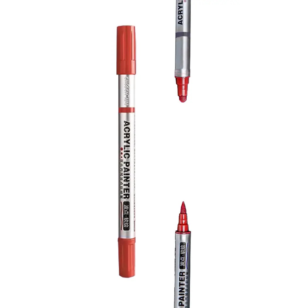 Çift Taraflı Akrilik Marker Kalemi - 1 Adet- Koyu Turuncu
