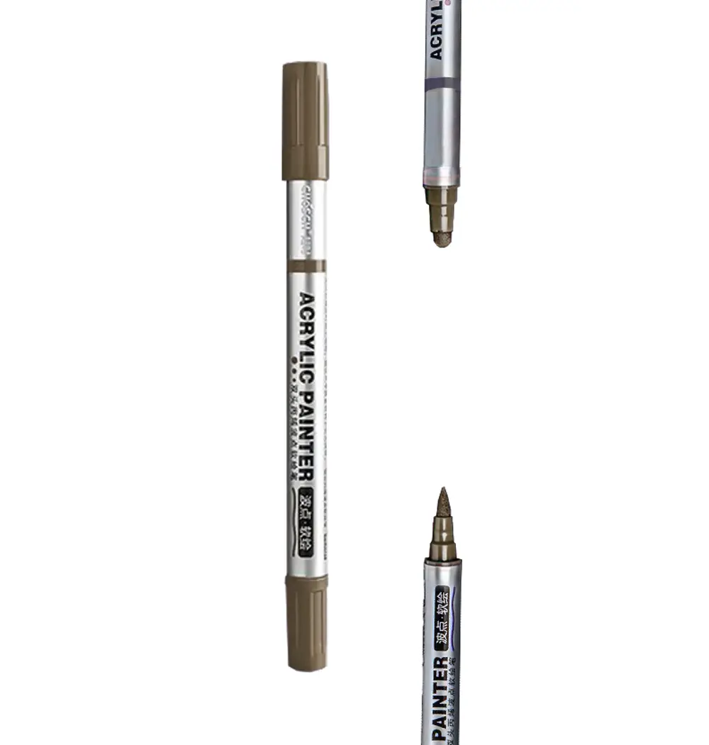 Çift Taraflı Akrilik Marker Kalemi - 1 Adet- Mat Kahverengi