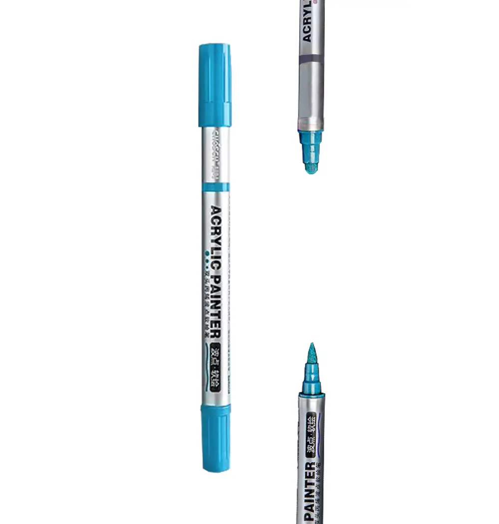 Çift Taraflı Akrilik Marker Kalemi - 1 Adet- Mavi