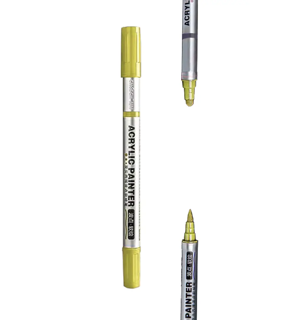 Çift Taraflı Akrilik Marker Kalemi - 1 Adet- Sarı