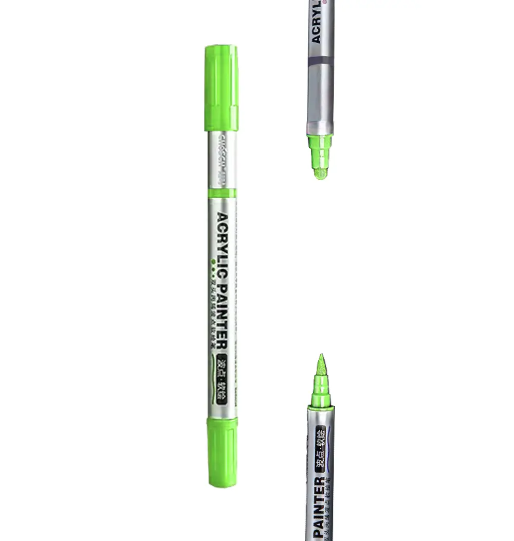 Çift Taraflı Akrilik Marker Kalemi - 1 Adet- Yeşil