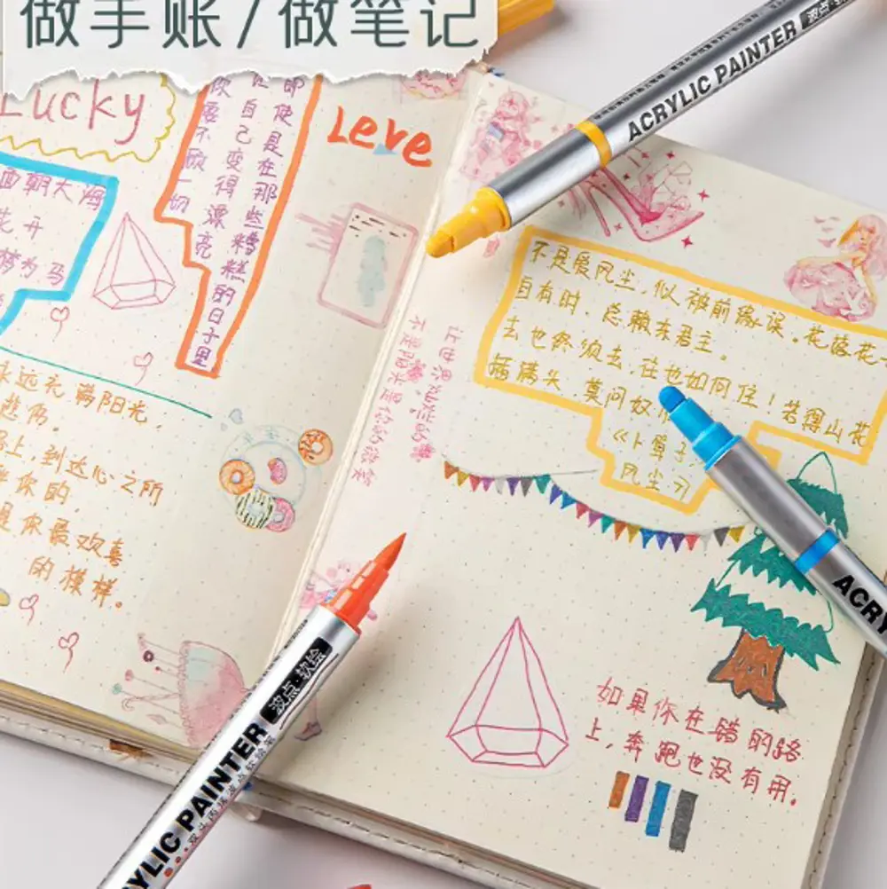 Çift Taraflı Akrilik Marker Kalemi - 1 Adet- Yeşil