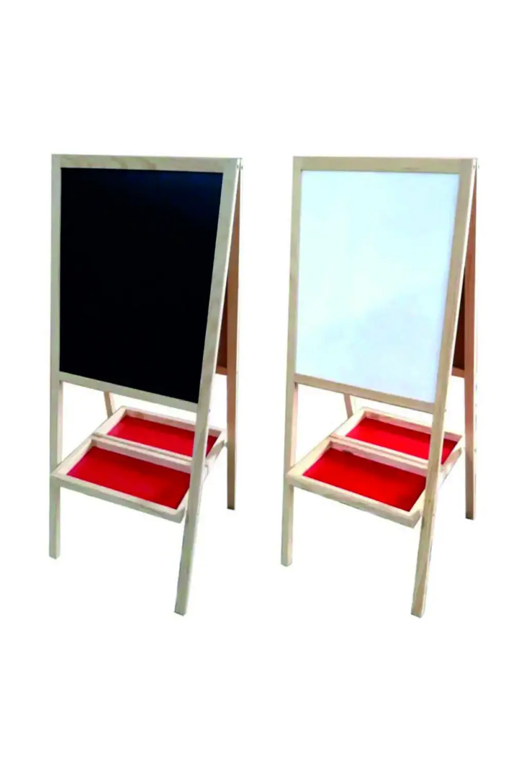 Çift Taraflı Ayaklı Ahşap Çocuk Yazı Tahtası   * Kalem Silgi Tebe