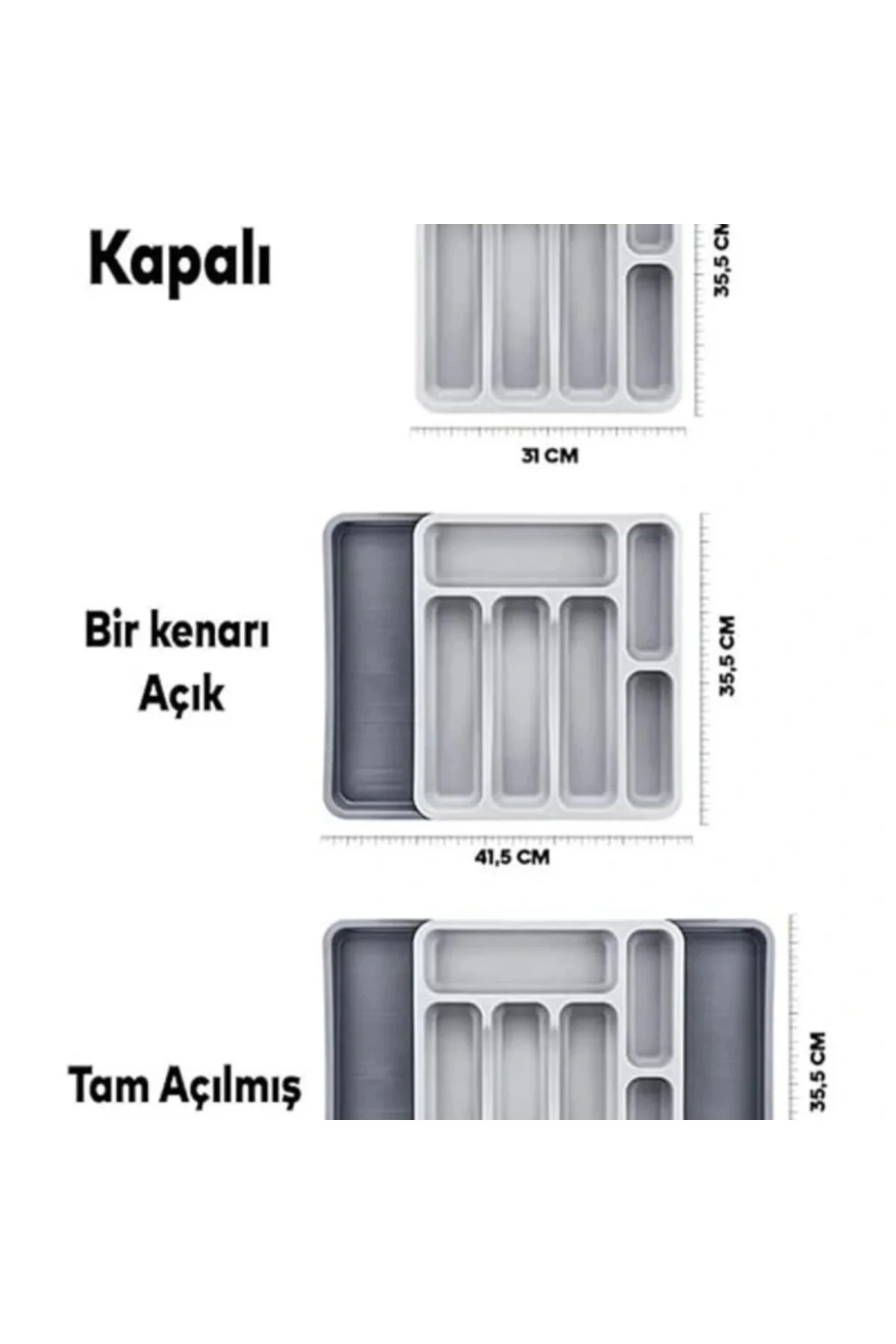 Çift Taraflı Ayarlanabilir Organizer Çekmece Içi Kaşıklık Uzayabi