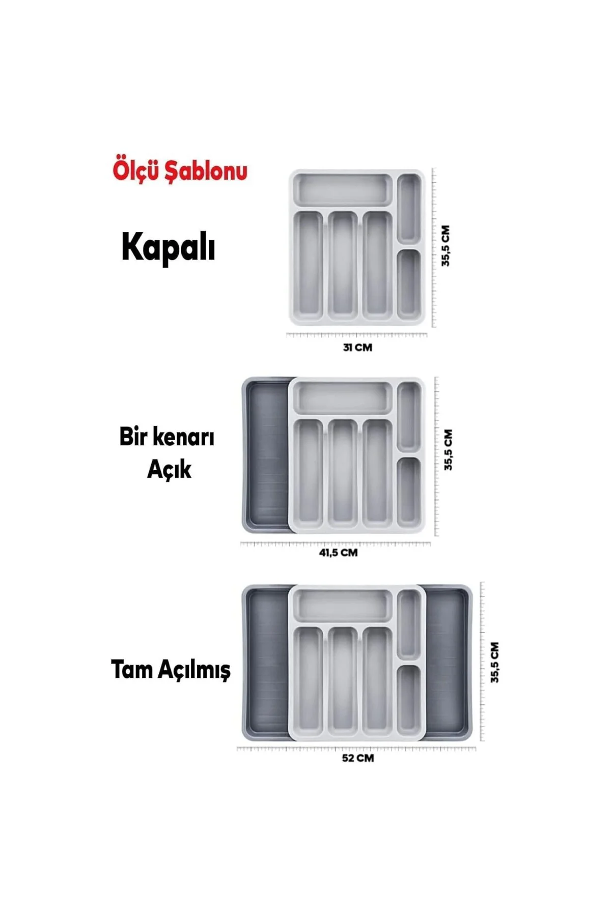 Çift Taraflı Ayarlanabilir Organizer Çekmece Içi Kaşıklık Uzayabi