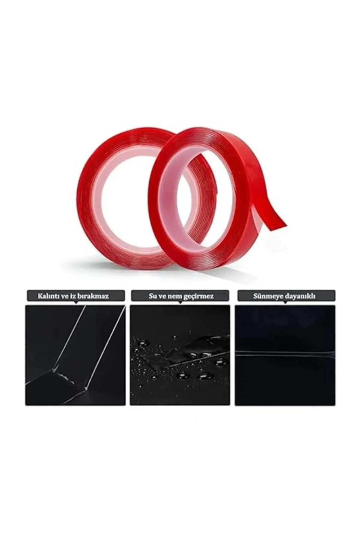 Çift Taraflı Bant Şeffaf Silikonlu Su Geçirmez Akrilik Montaj Bandı (5 mt x 10 mm)