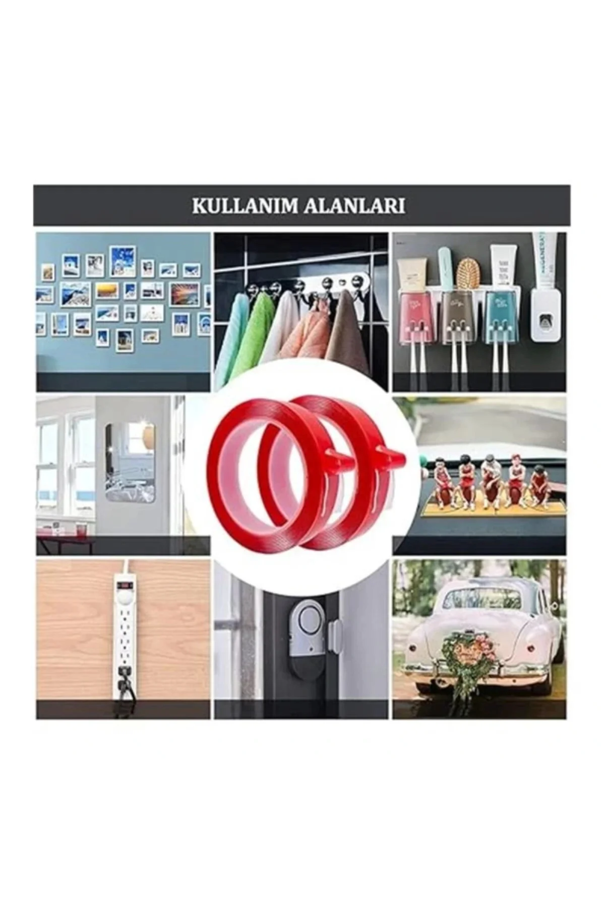 Çift Taraflı Bant Şeffaf Silikonlu Su Geçirmez Akrilik Montaj Bandı (5 mt x 10 mm)