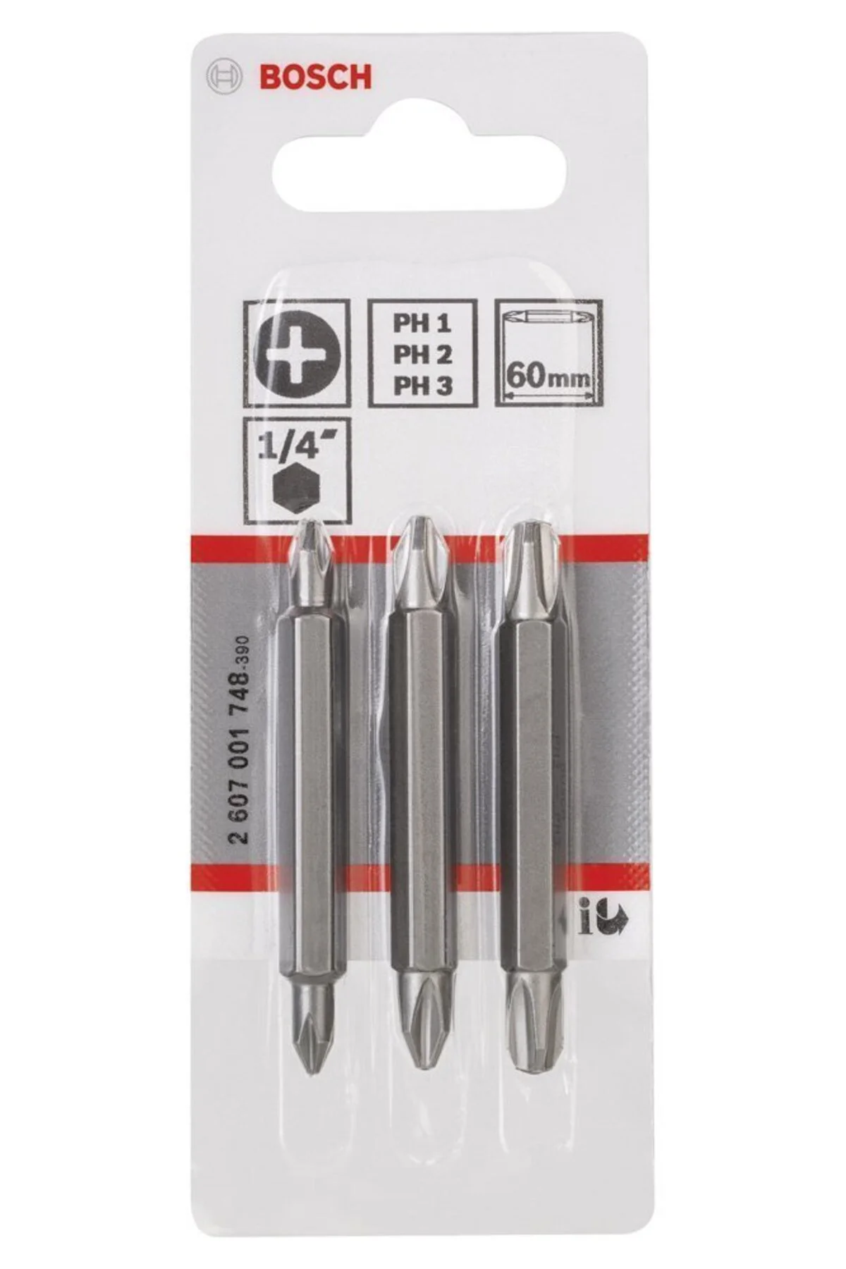 Çift Taraflı Bits Uç PH1/2/3 x 60 mm 3'lü 2607001748