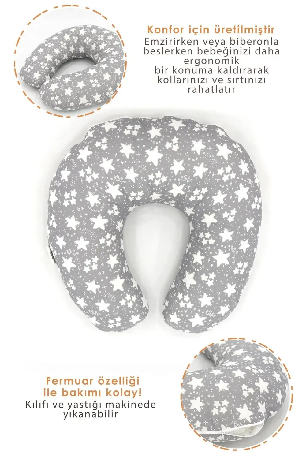 Çift Taraflı Emzirme Bebek Destek Minderi Hamile Yastığı Pamuklu